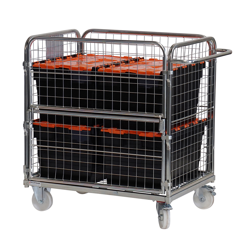 Four sided compact merchandise picking trolley