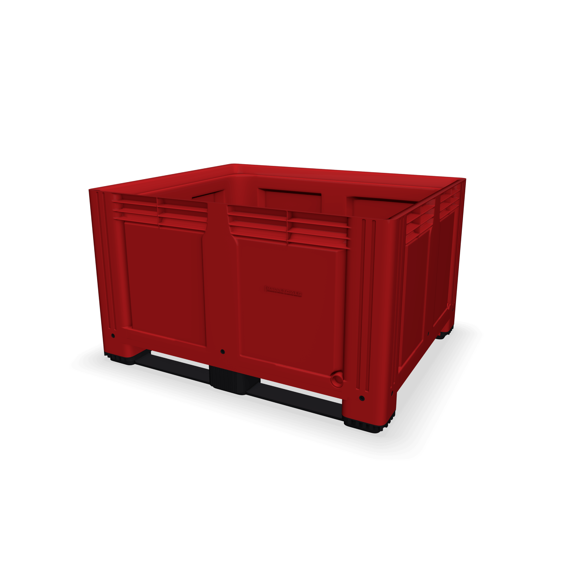 Red Plastic Pallet Box with 2 Skids