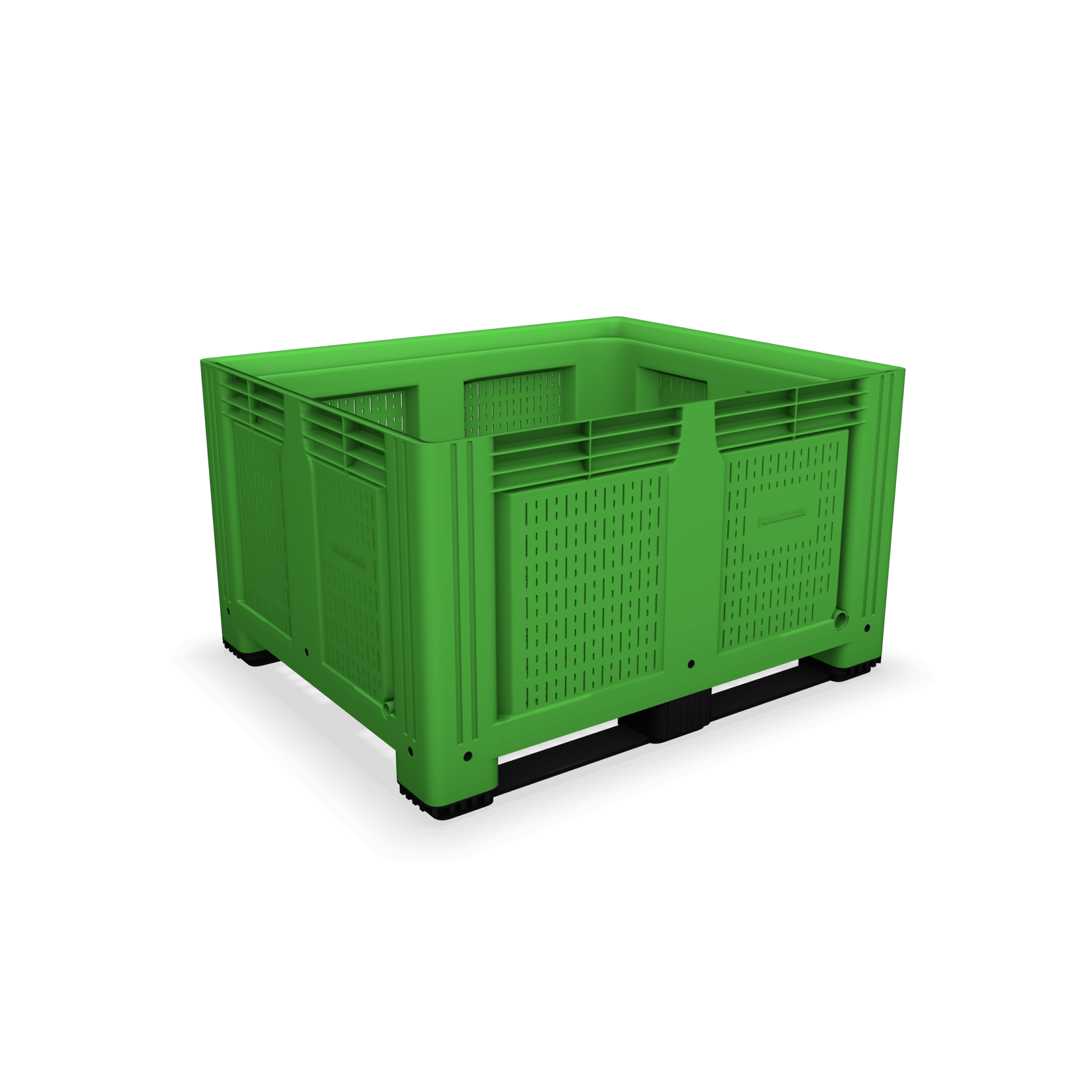 Green Plastic Pallet Box with vented side and base