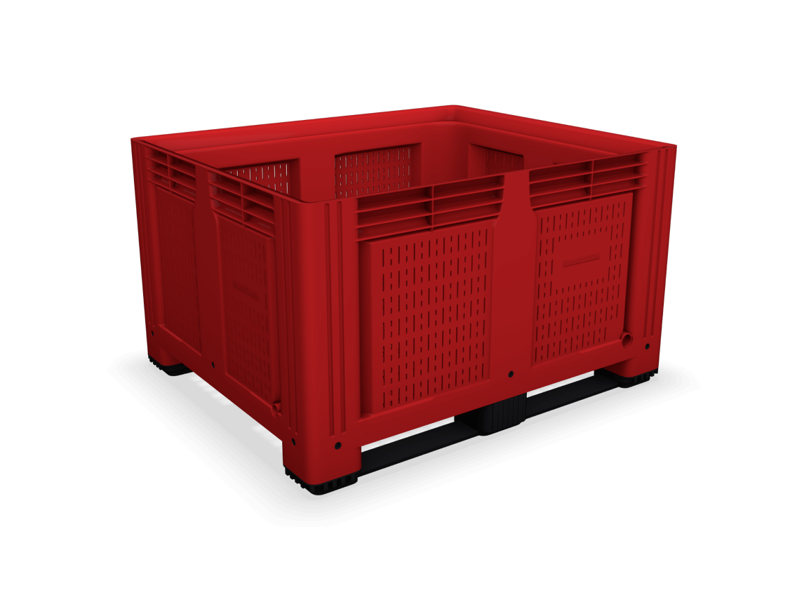 Red Plastic Pallet Box with vented sides