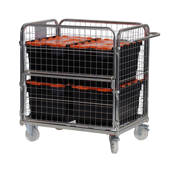 Four sided compact merchandise picking trolley
