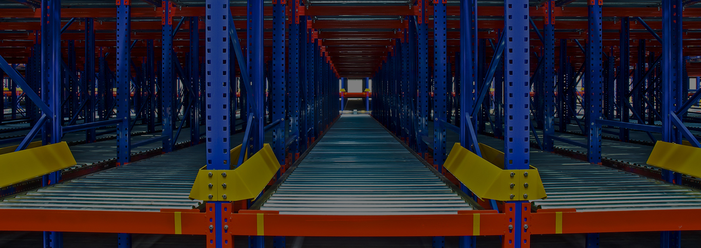 Push Back racking with rollers to allow for easy moving of products