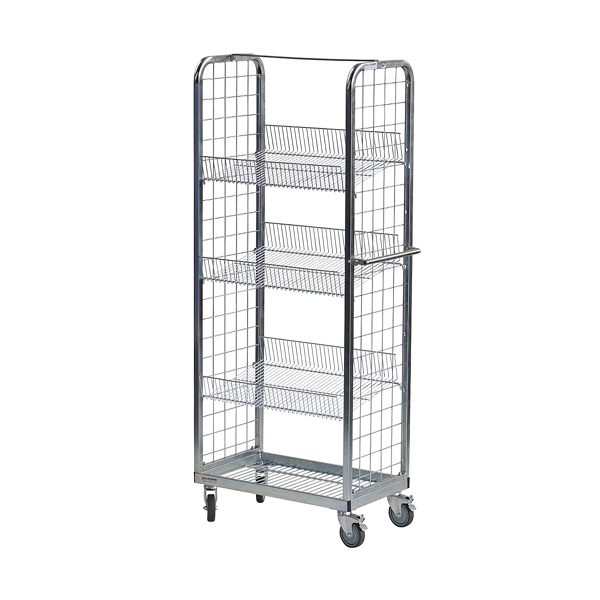 Two sided, multi-use, display and merchandise picking trolley