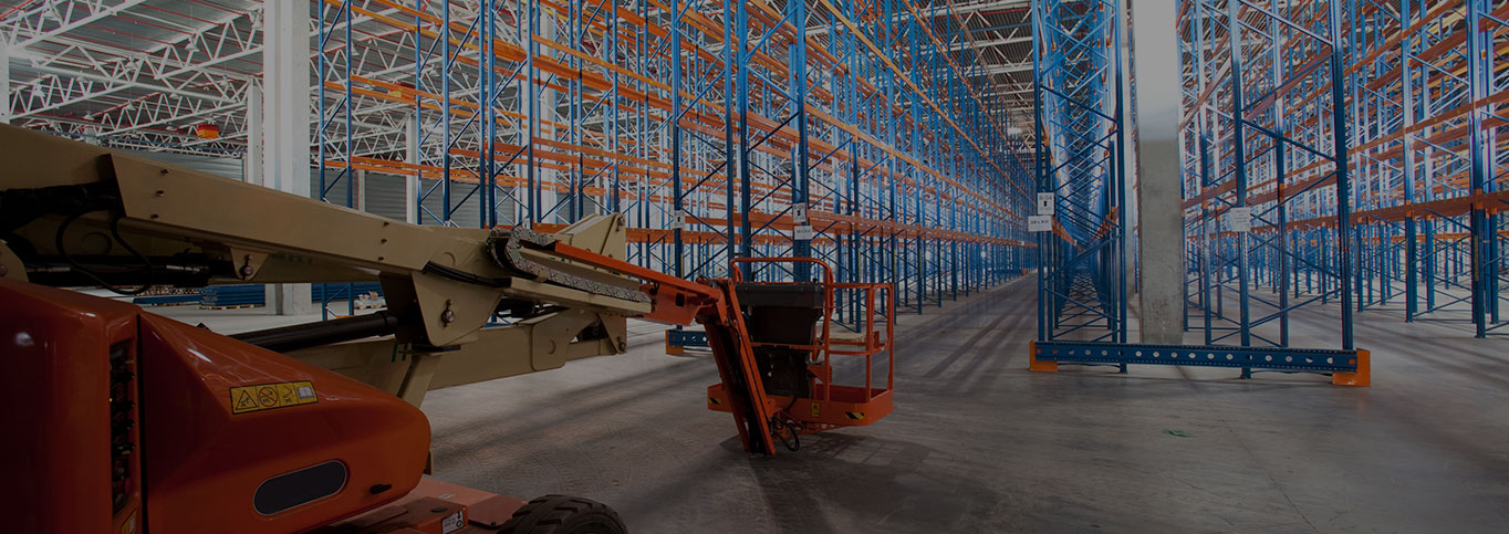 Racking installation nearing completion in warehouse